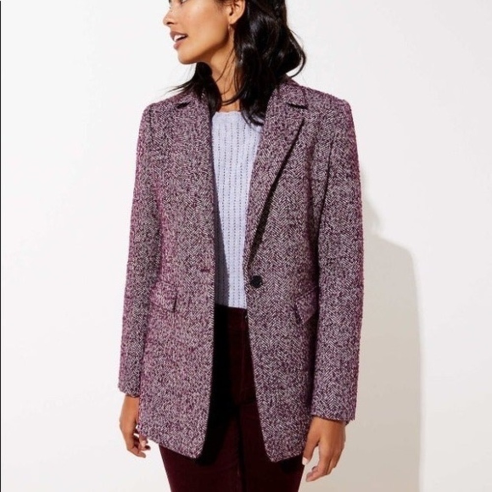 Loft burgundy tweed blazer